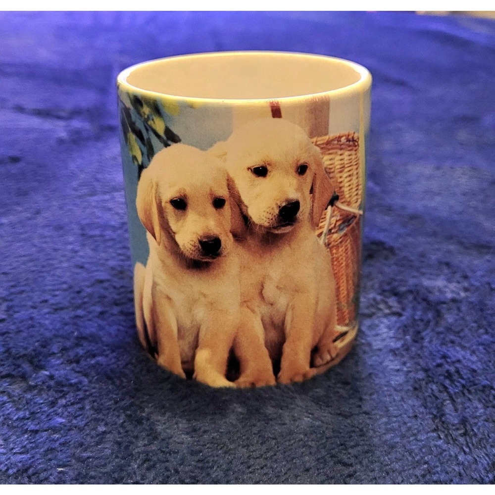 XPRES Corp. Vintage 1992 Golden Retriever Puppies Ceramic Tea Coffee‎ Cup/Mug